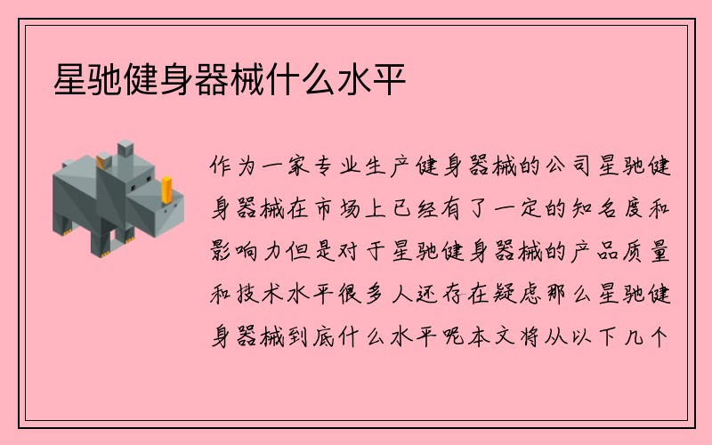 星驰健身器械什么水平