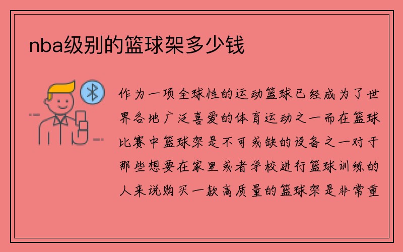 nba级别的篮球架多少钱