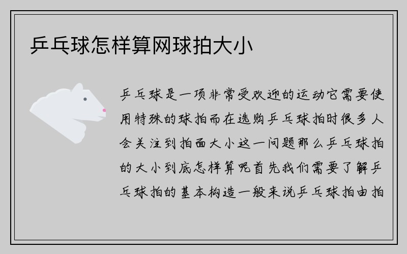 乒乓球怎样算网球拍大小