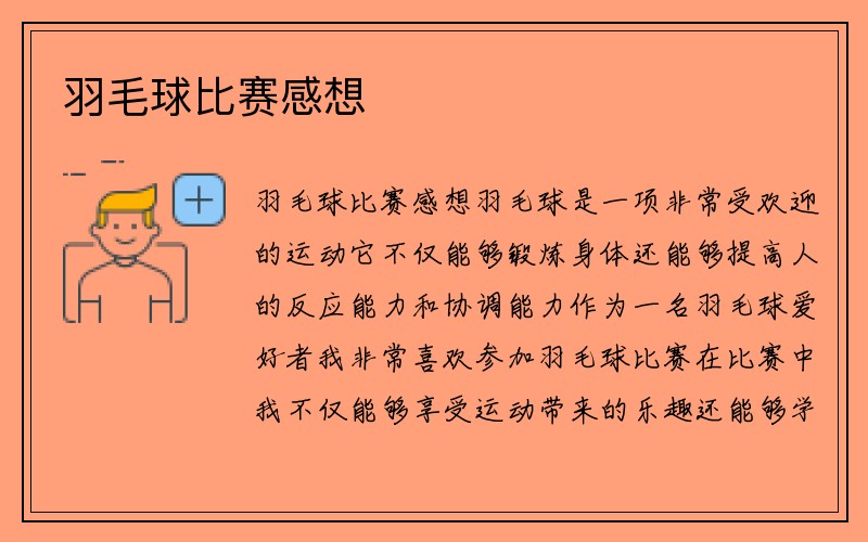 羽毛球比赛感想